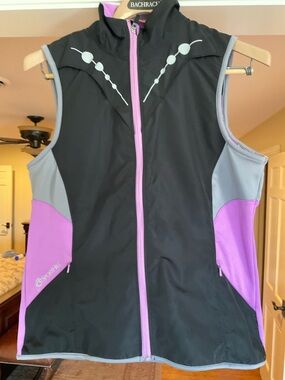 SportHill Women’s Nordic Ski Vest Black Pink Gray Softshell Zip Running Hiking L